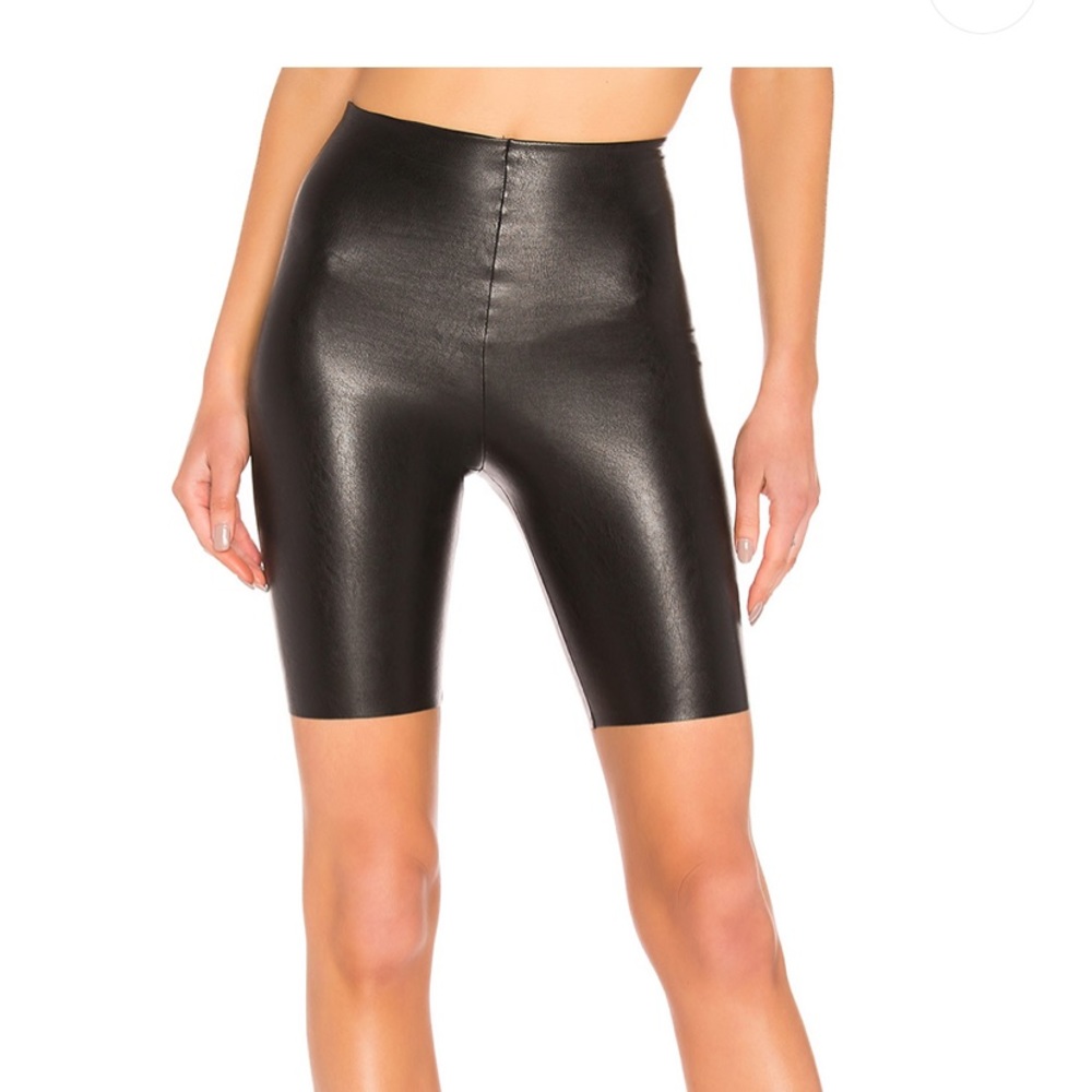 Commando Faux Black Leather Biker Shorts